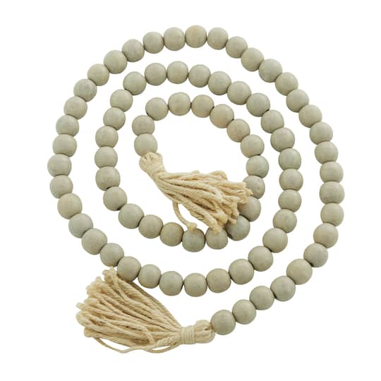 Grey Wood Bohemian Bead Garland 87" x 1" x 1"